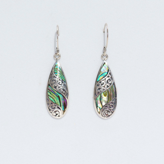 Shell & Silver Earrings | Long Teardrop Abalone | The Ocean’s Light | 2