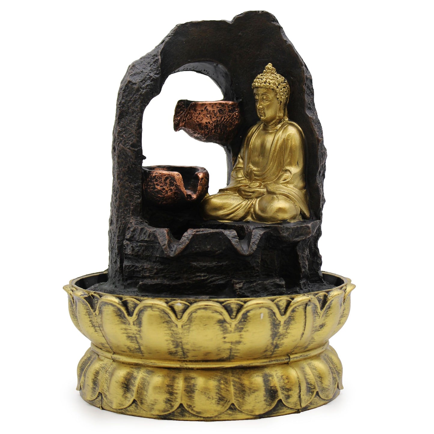 Golden Meditating Buddha Tabletop Water Fountain