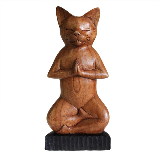 Hand-Carved Yoga Cats – Lotus Pose from Rise & Sage – Balance, Stillness & Playful Spirit