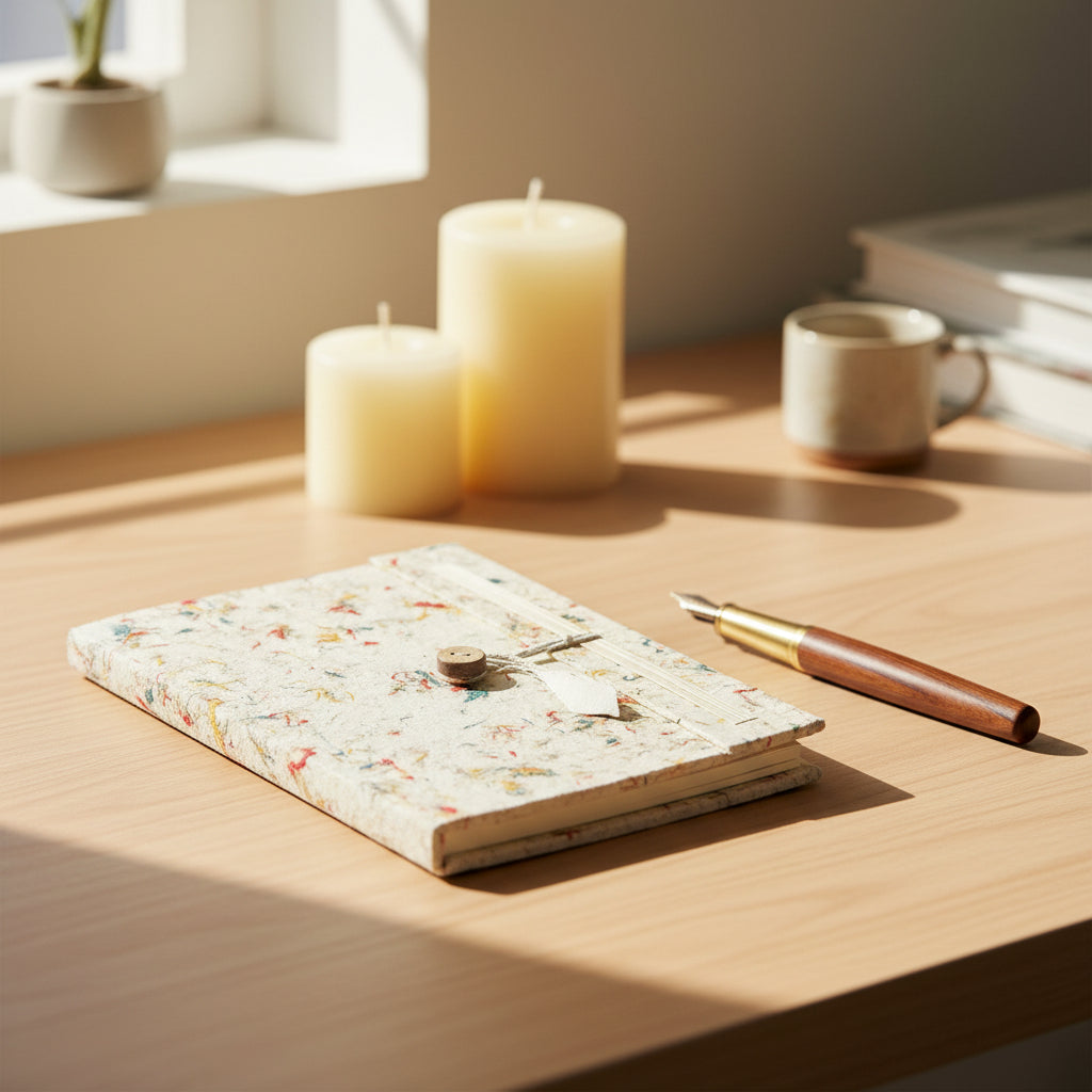 Medium Lokta Mixed Colour Cotton Notebook from Rise & Sage – Simplicity, Creativity & Sustainable