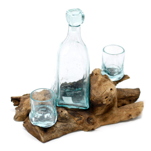 Molten Glass on Wood Whisky Set | Gift of Earth & Ember | 2