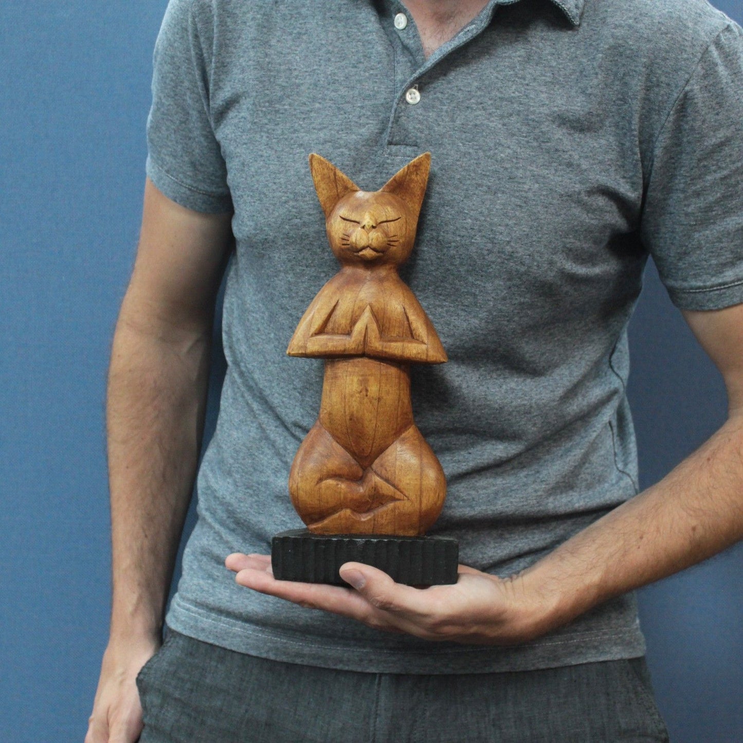 Hand-Carved Yoga Cats – Lotus Pose | Balance, Stillness & Playful Spirit | 2