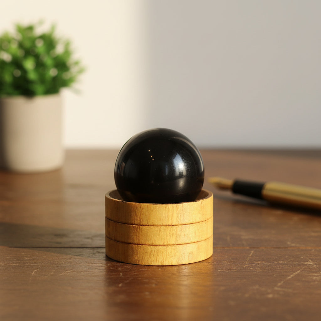 Gemstone Sphere with Black Tourmaline from Rise & Sage – Protection, Grounding & Strength