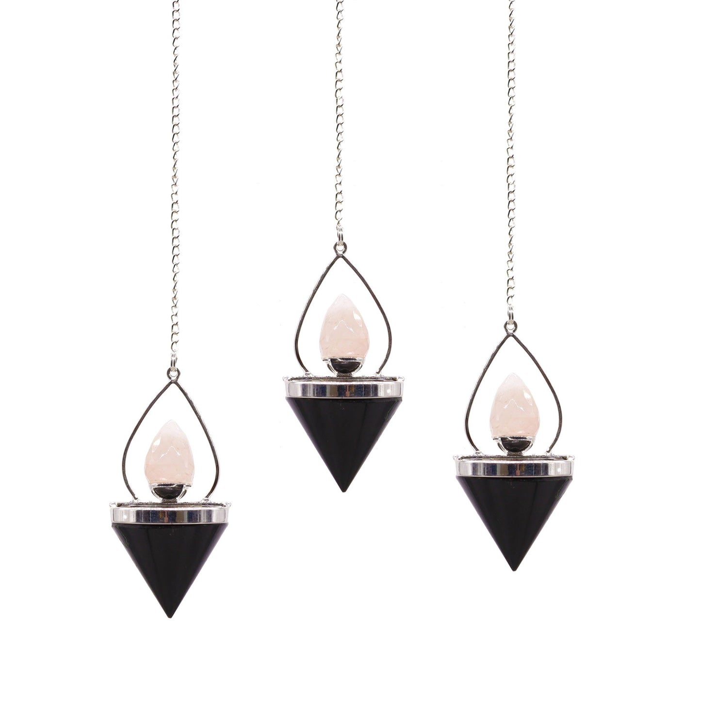 Lantern of Life Pendulum | Black Agate & Rose Quartz | Protection & Love