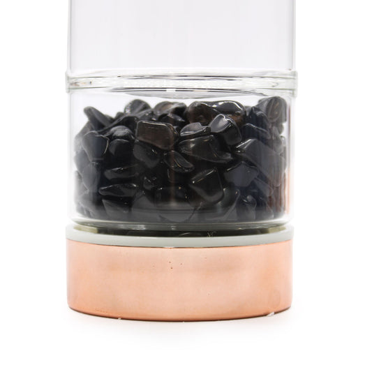 Crystal Tea Infuser Bottle with Black Onyx | Strength & Protection | 2