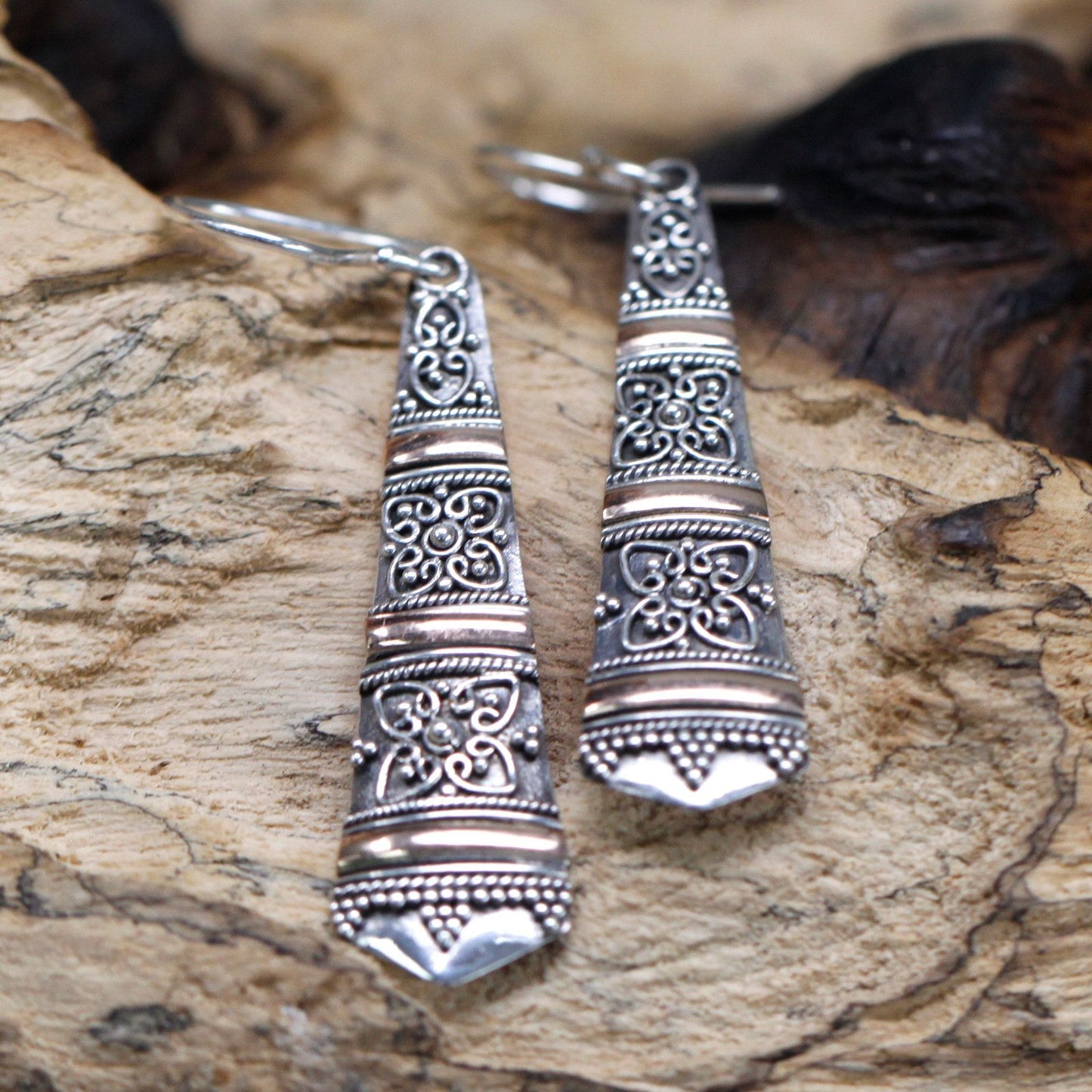 Silver & Gold Earrings | Tribal Drops | Harmony in Contrast | 4