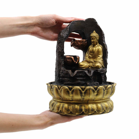 Golden Meditating Buddha Tabletop Water Fountain