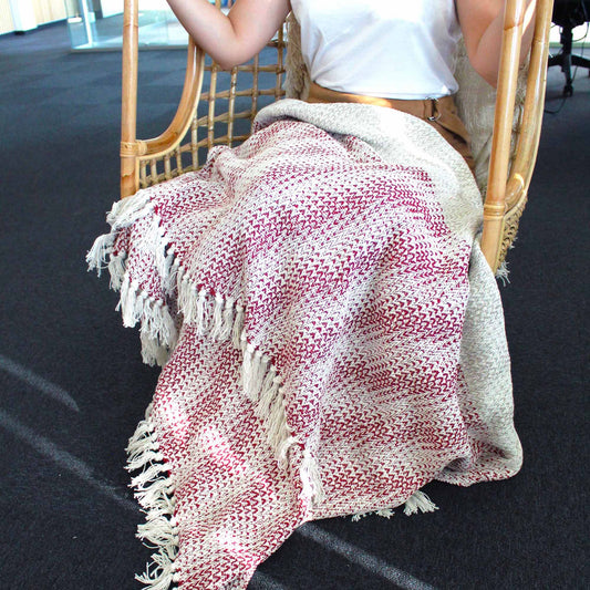 Boho Comfort Throw – Ruby Two Tone (125 × 150 cm) | Warmth, Passion & Artisan Weave | 2