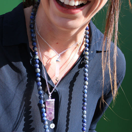 Gemstone Flat Pencil Pendant | Amethyst | Clarity & Protection | 2