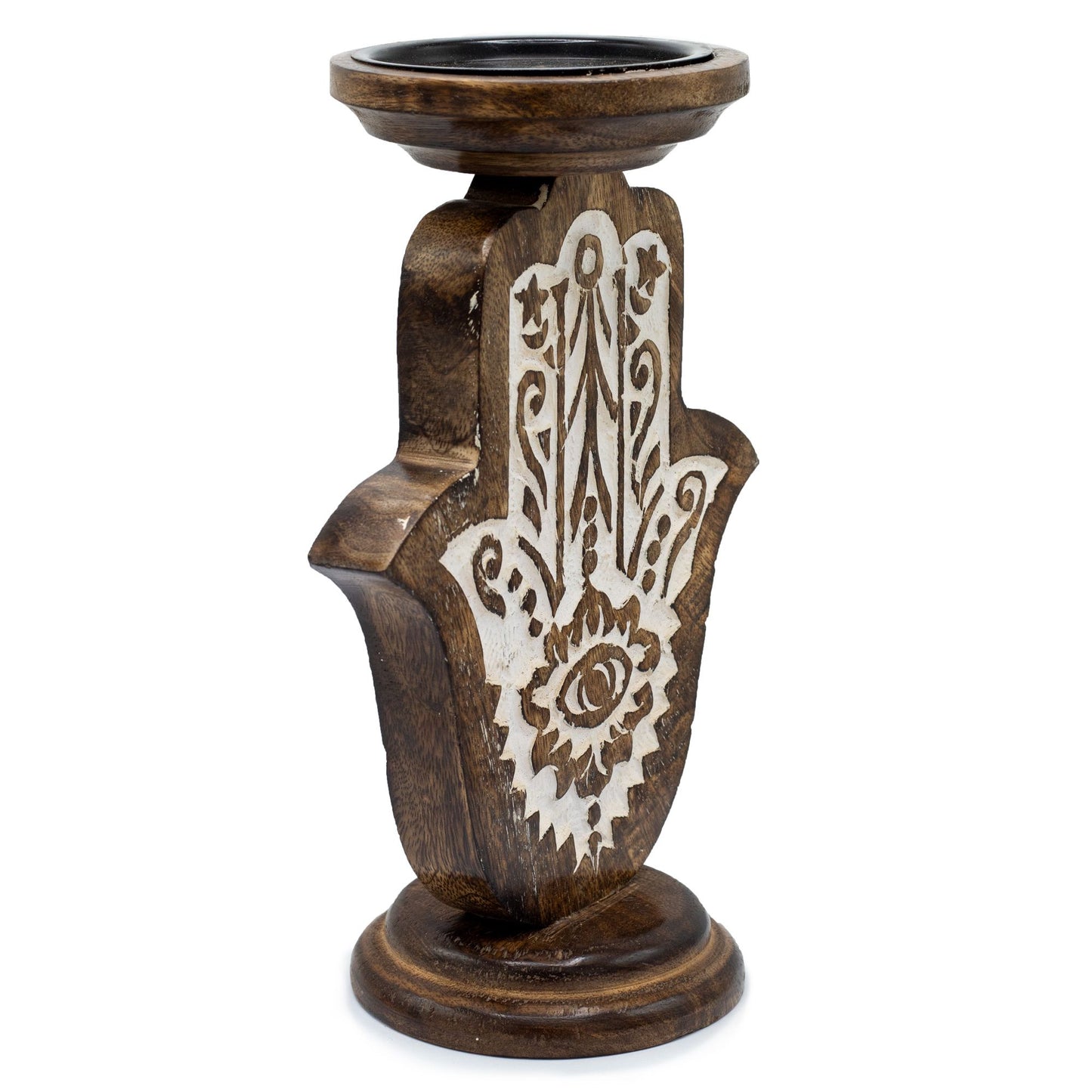 Mango Wood Candle Stand – Hamsa | Protection, Light & Sacred Craft | 4