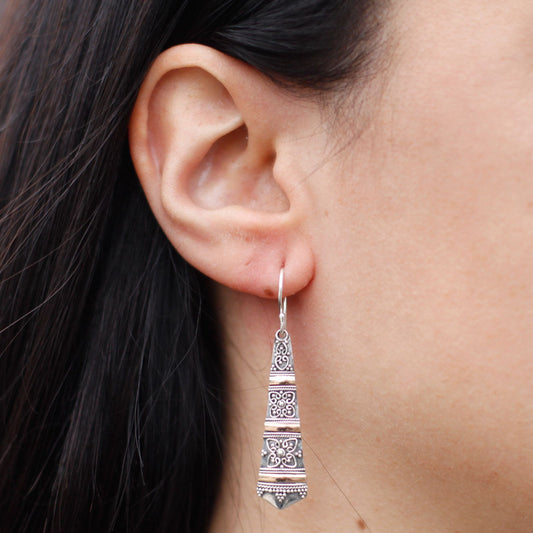 Silver & Gold Earrings | Tribal Drops | Harmony in Contrast | 2