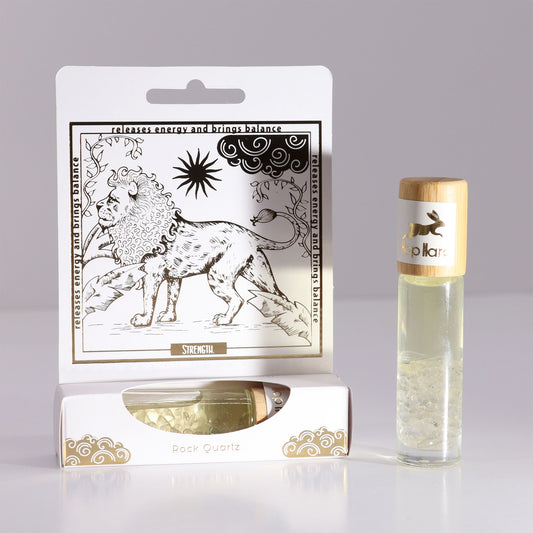 The Lion Tarot Gemstone Oil Roll-On | Rock Quartz & Botanical Blend for Strength & Clarity | 2
