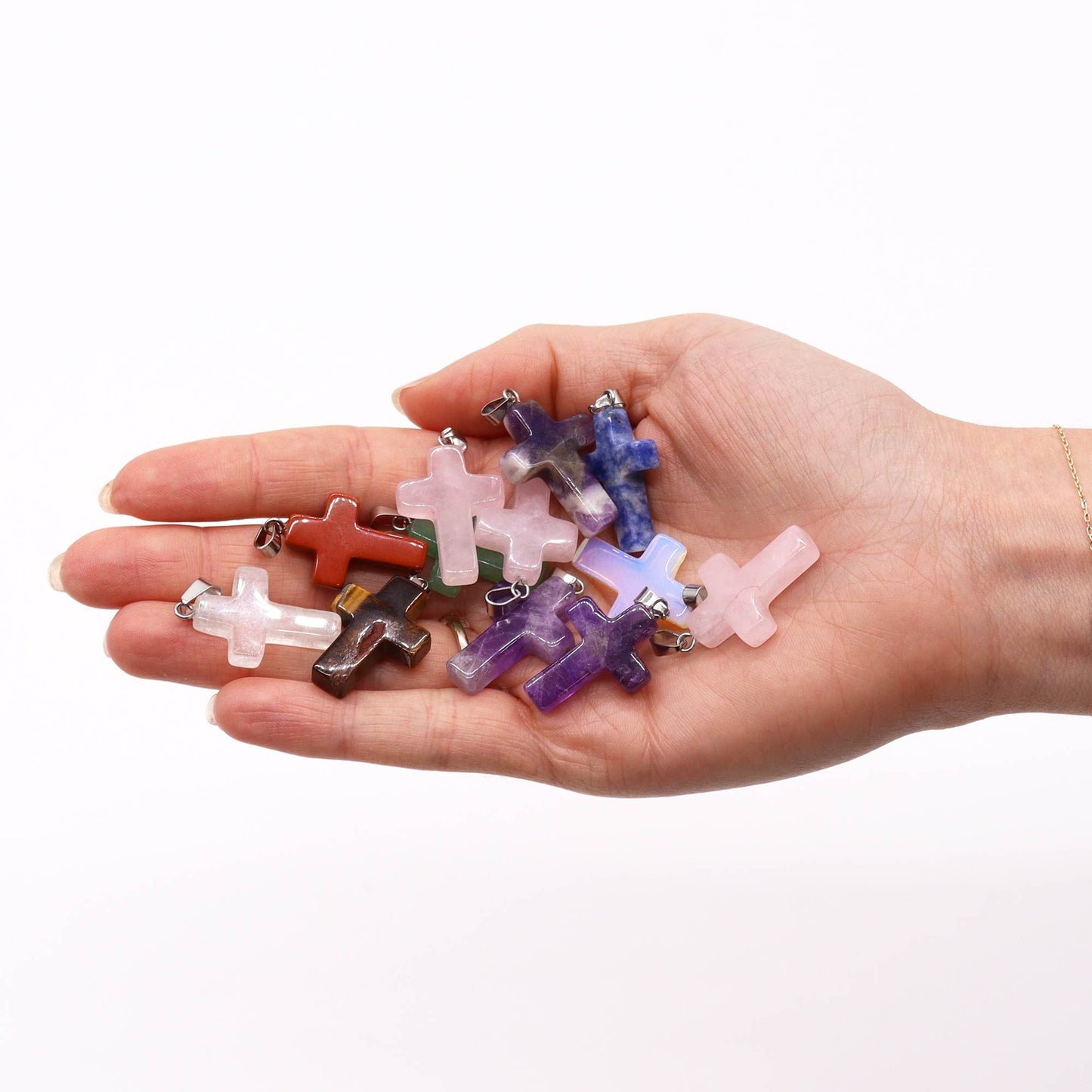 Gemstone Cross Pendants | 12 Assorted | Faith & Protection | 2