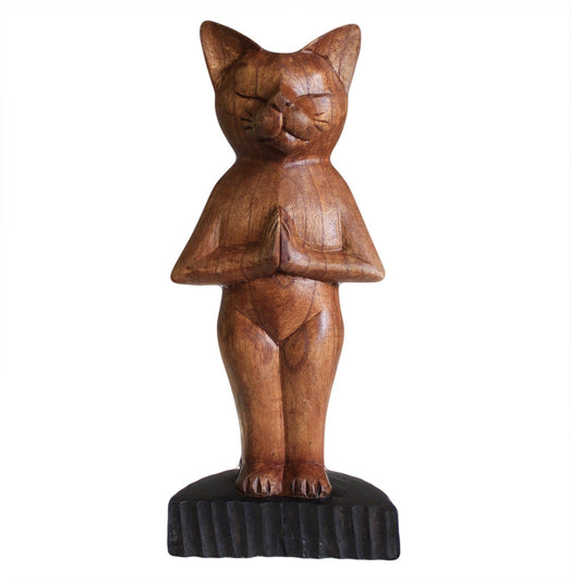 Hand-Carved Yoga Cats – Standing Pose from Rise & Sage – Grace, Focus & Joyful Energy