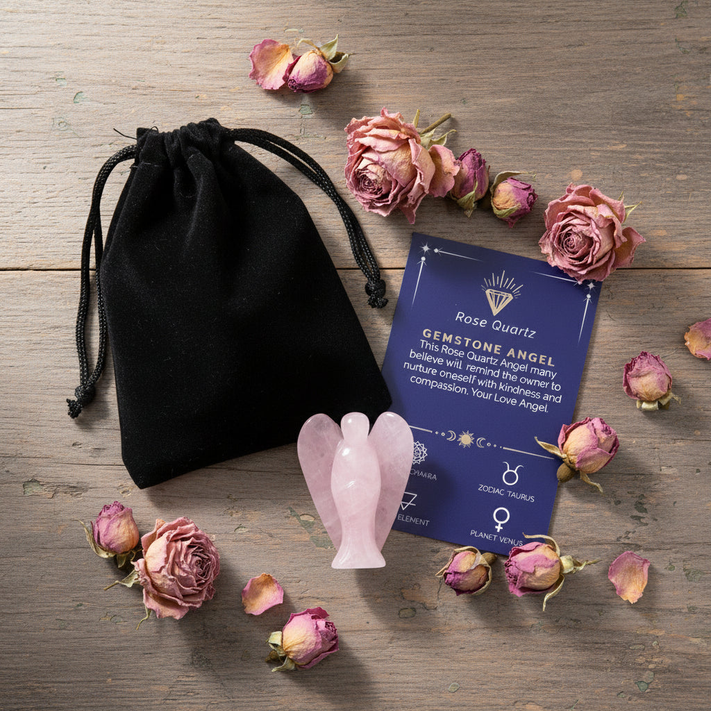 Hand-Carved Rose Quartz Angel | Love & Healing