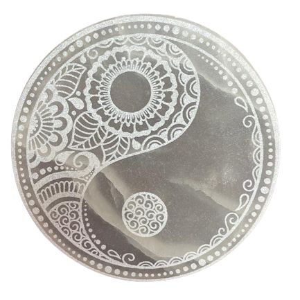 Large Selenite Charging Plate – Yin Yang from Rise & Sage – Harmony, Balance & Flow