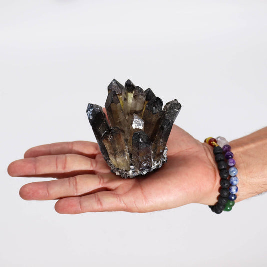 Smoky Ghost Quartz Cluster from Rise & Sage – Grounding & Protection