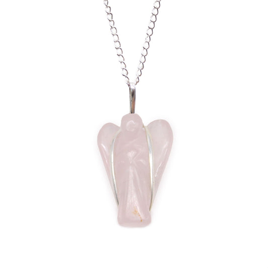Gemstone Guardian Angel Pendant from Rise & Sage – Rose Quartz, Love & Protection