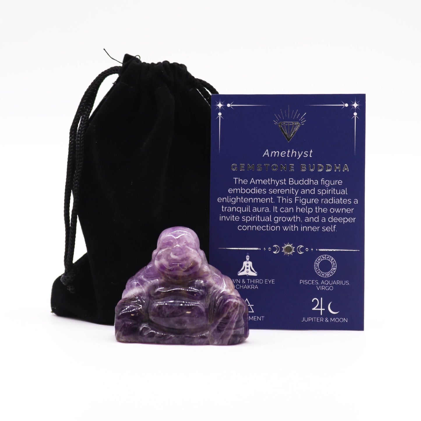 Gemstone Large Buddha – Amethyst | Peace, Wisdom & Spiritual Calm