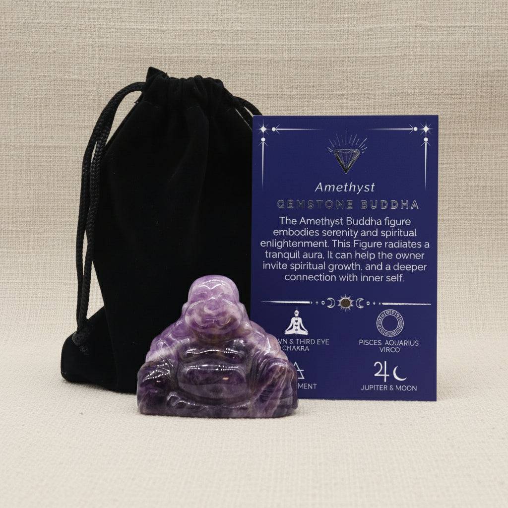 Gemstone Large Buddha – Amethyst | Peace, Wisdom & Spiritual Calm