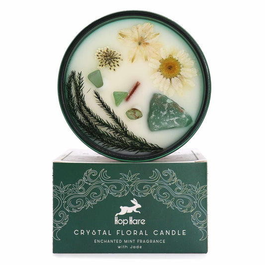 Hop Hare Crystal Magic Flower Candle – The Magician from Rise & Sage – Jade & Enchanted Mint