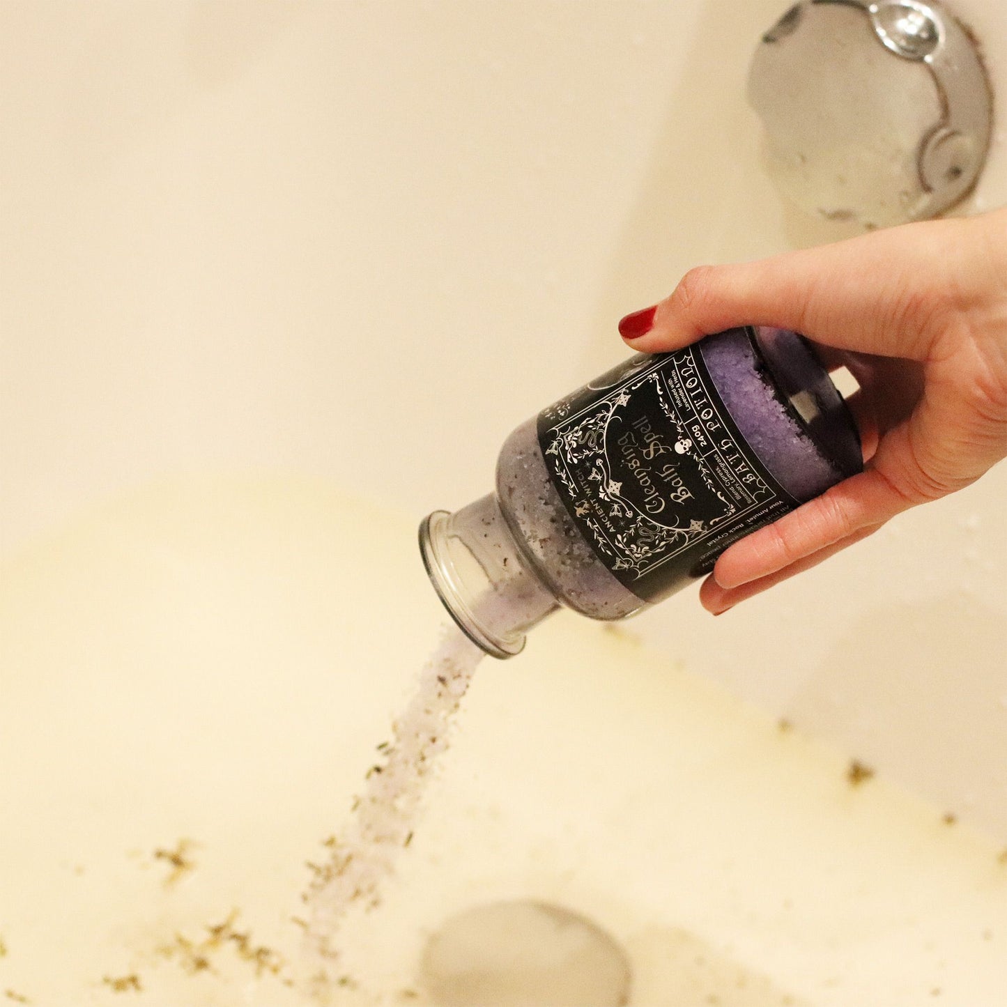 Bath Spell Potion with Rock Crystal Amulet | Cleansing, Renewal and Ritual Calm