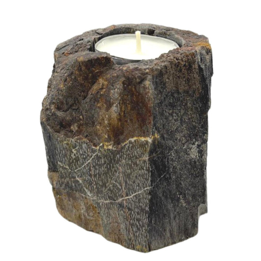 Petrified Wood Candle Holder | Grounding Light & Ancient Earth | 2