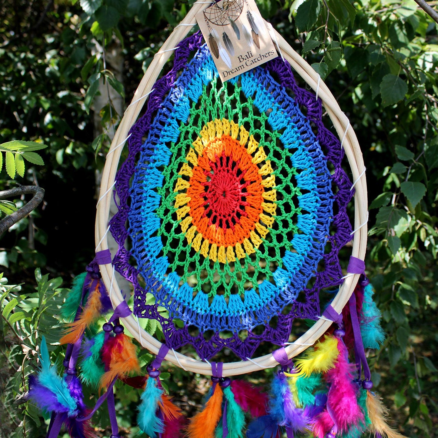 Bali Dream Catcher – Large Multi Teardrop | Protection, Colour & Sacred Craft | 3