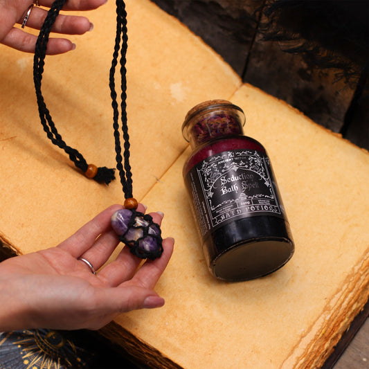 Bath Spell Potion with Rock Crystal Amulet | Cleansing, Renewal and Ritual Calm