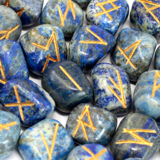 Lapis Rune Stone Set in Pouch from Rise & Sage – Intuition & Ancient Wisdom