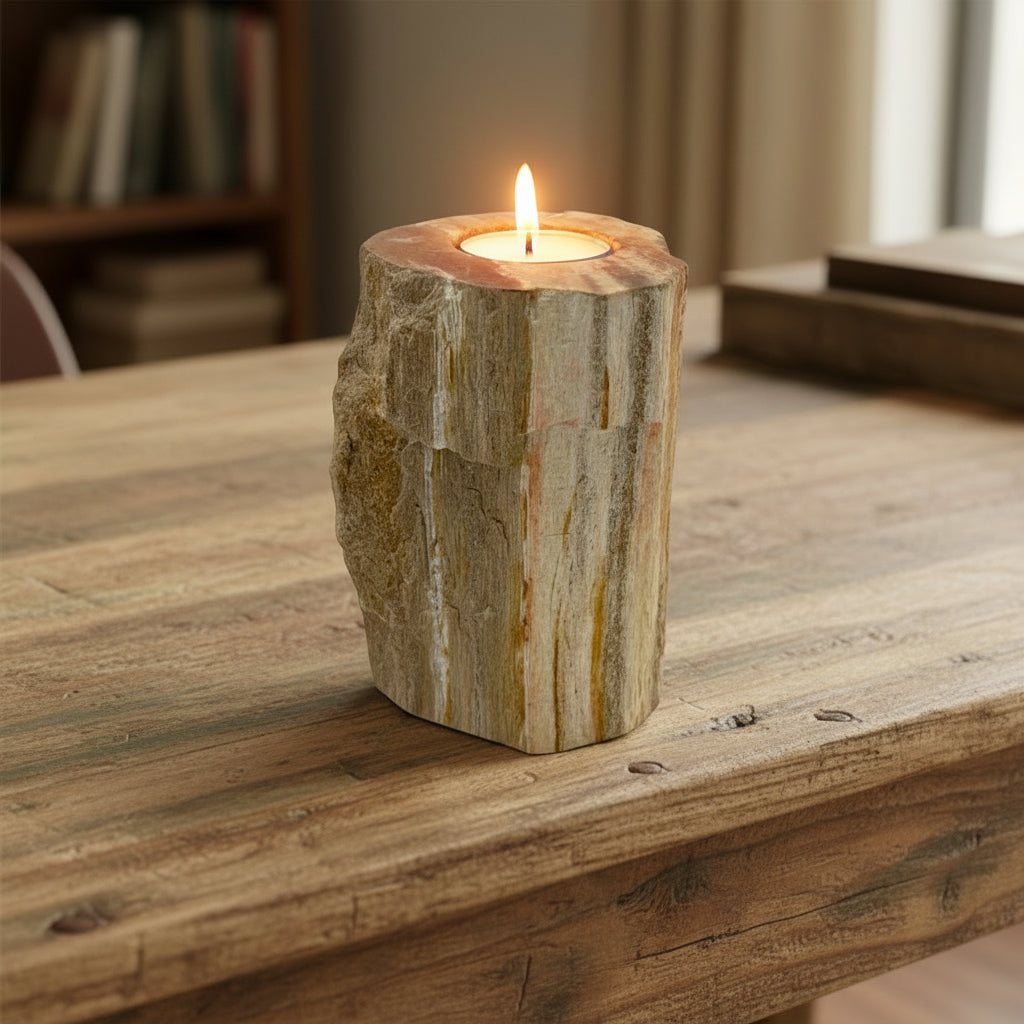 Petrified Wood Candle Holder from Rise & Sage – Earth, Time & Tranquillity