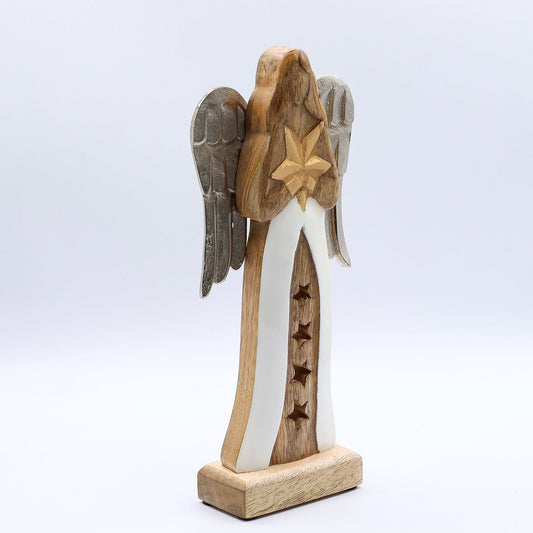 Large Mango Wood Star Angel | Hope & Light | 2