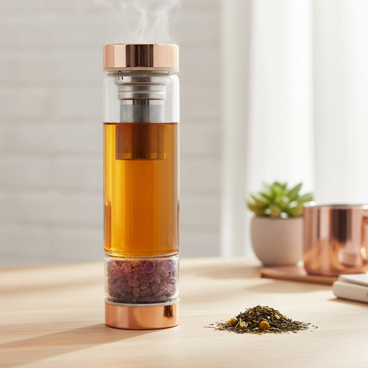 Crystal Tea Infuser Bottle with Amethyst | Peace & Clarity | 1