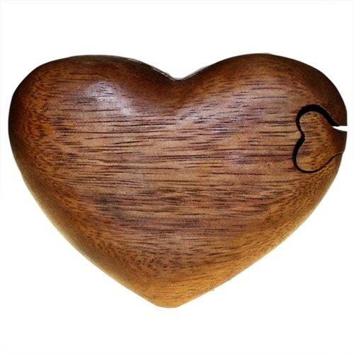 Bali Magic Box – Single Heart | Handcrafted Wooden Puzzle Box of Love & Mystery | 1