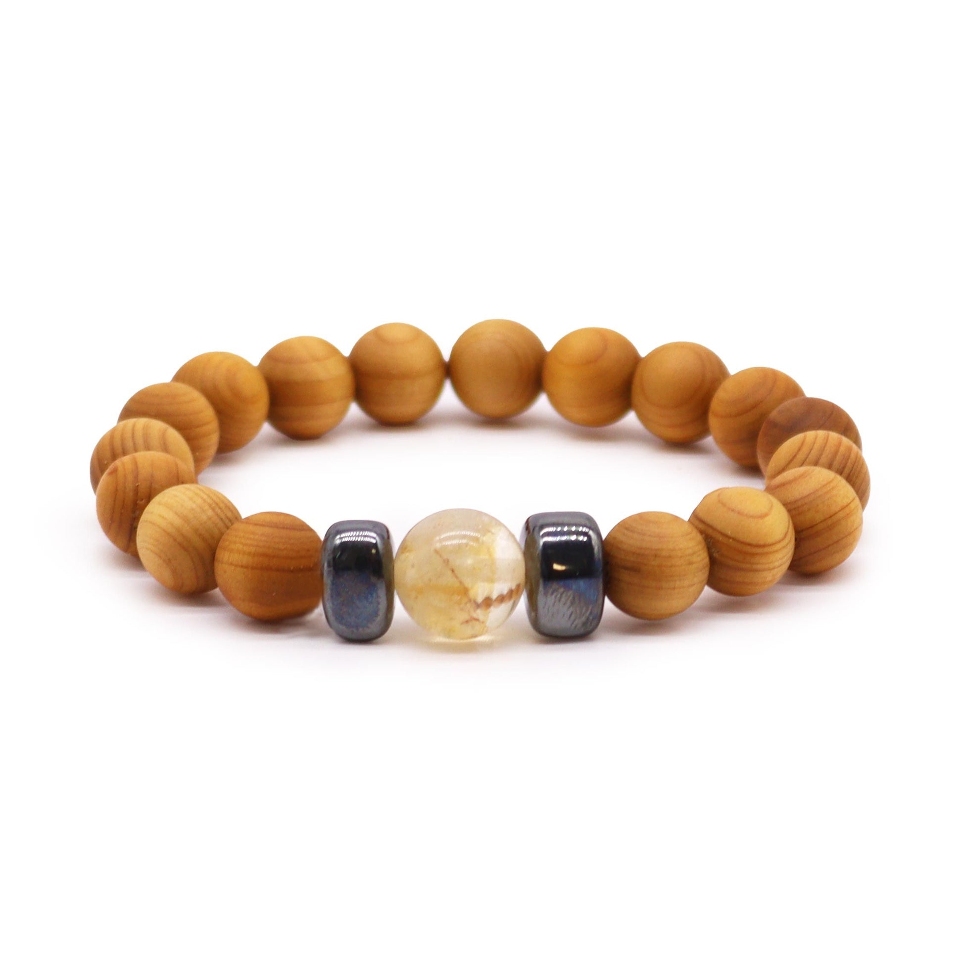 Cedarwood Solar Plexus Chakra Bangle with Citrine | Confidence & Light | 1