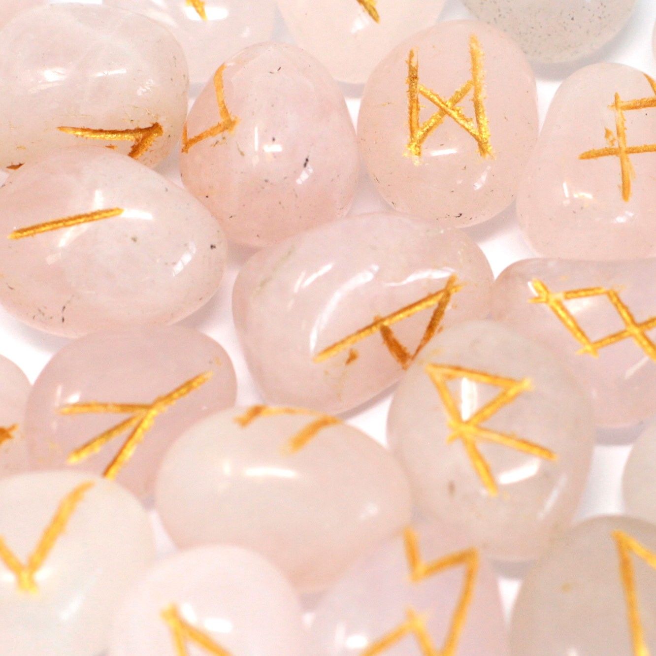 Rose Quartz Rune Stone Set | Love, Insight & Divination | 2