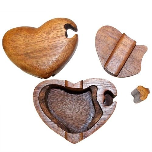 Bali Magic Box – Single Heart | Handcrafted Wooden Puzzle Box of Love & Mystery | 2