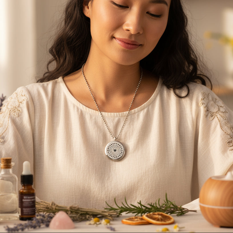 Aromatherapy Diffuser Necklace | Diamonds Heart | 30mm | 1