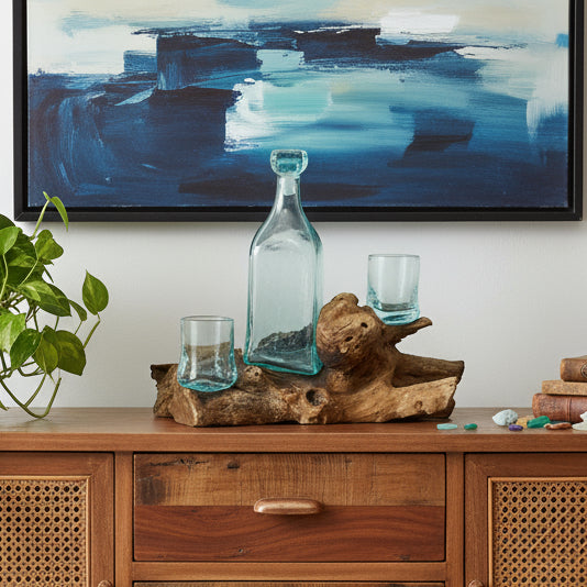 Molten Glass on Wood Whisky Set | Gift of Earth & Ember | 1