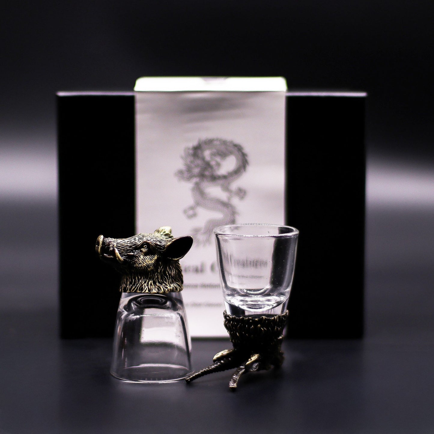 Set of Six Wild Forest Creature Shot Glasses | Antique Bronze Gift Collection (50ml) | 6