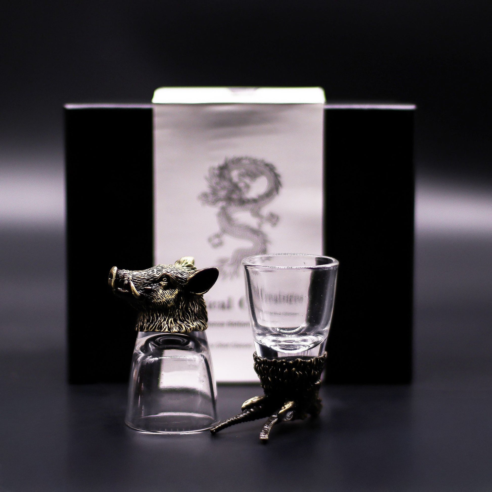 Set of Six Wild Forest Creature Shot Glasses | Antique Bronze Gift Collection (50ml) | 6