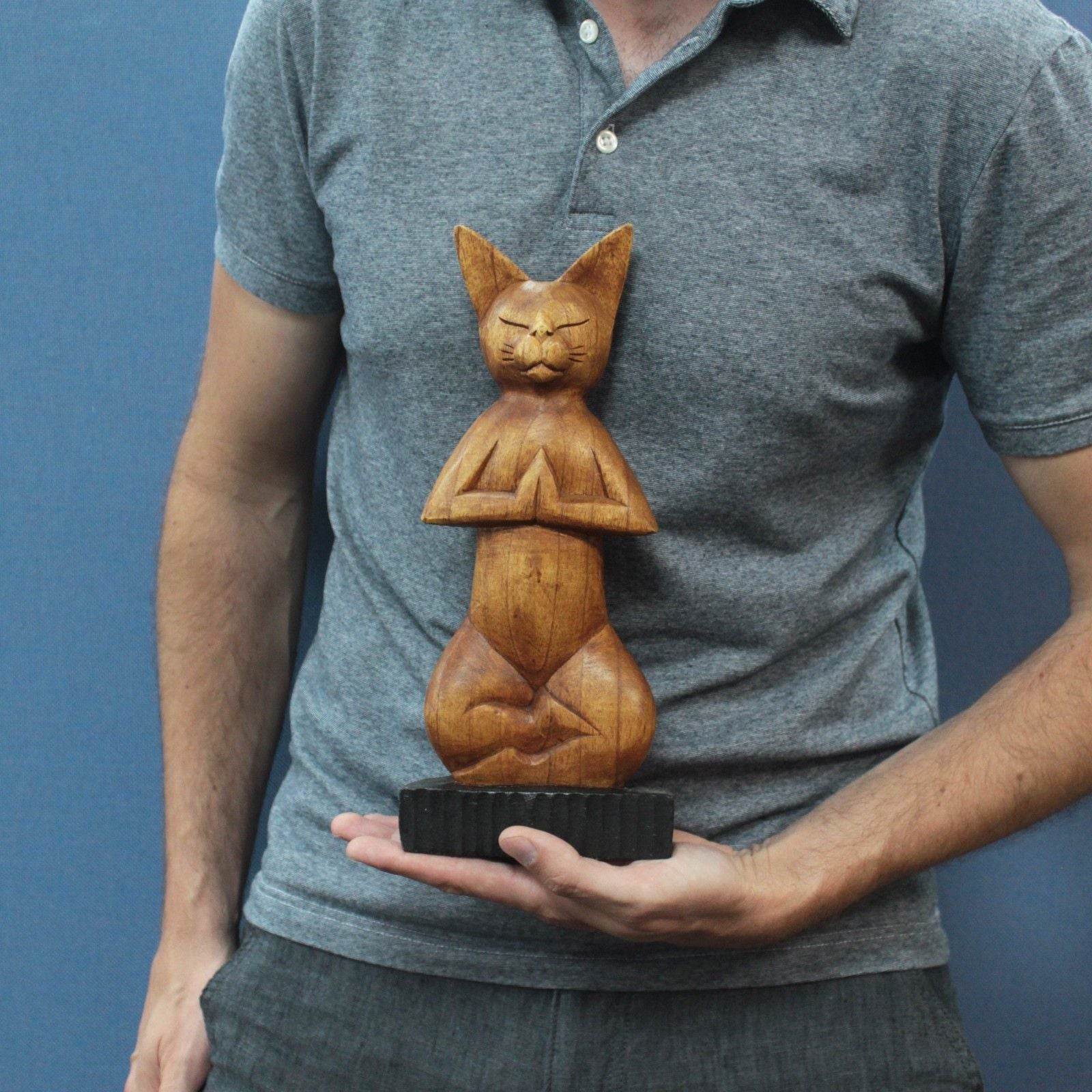 Hand-Carved Yoga Cats – Lotus Pose | Balance, Stillness & Playful Spirit | 2