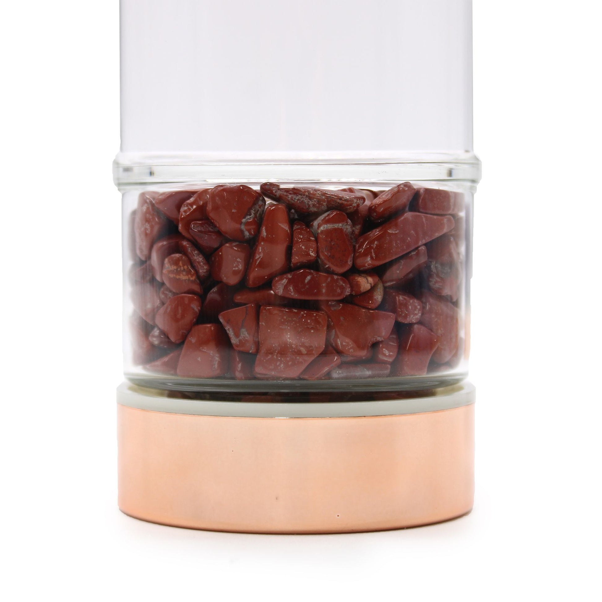 Crystal Glass Tea Infuser Bottle – Rose Gold & Red Jasper | Gift of Strength & Vitality | 3