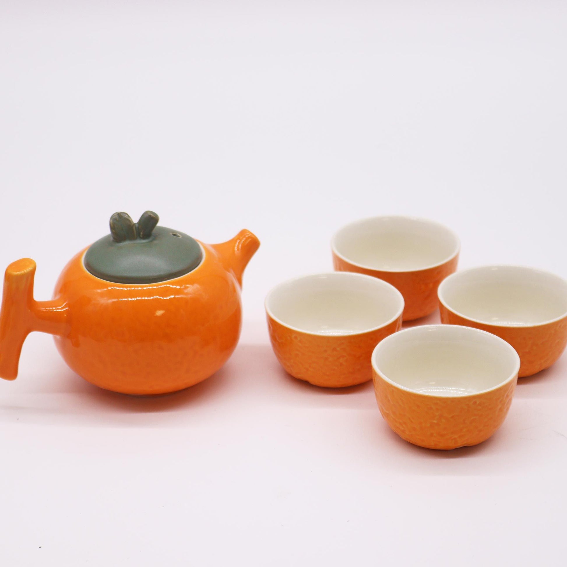 Herbal Orange Teapot Set with Four Cups | Gift of Joy & Vitality | 4
