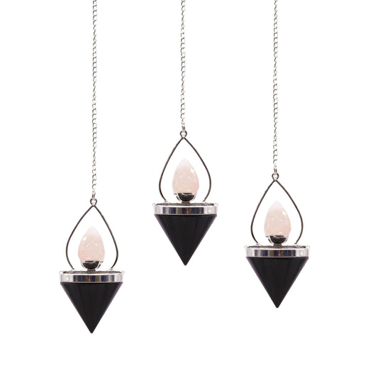 Lantern of Life Pendulum | Black Agate & Rose Quartz | Protection & Love