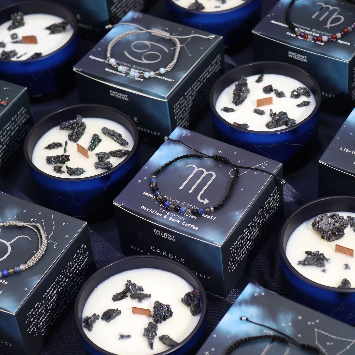 Zodiac Crystal Candle with Gemstone Bracelet - Scorpio | 1