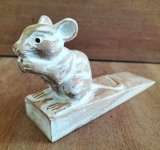 Hand-Carved Dormouse Doorstop | Woodland Charm & Sustainable Craft | 1