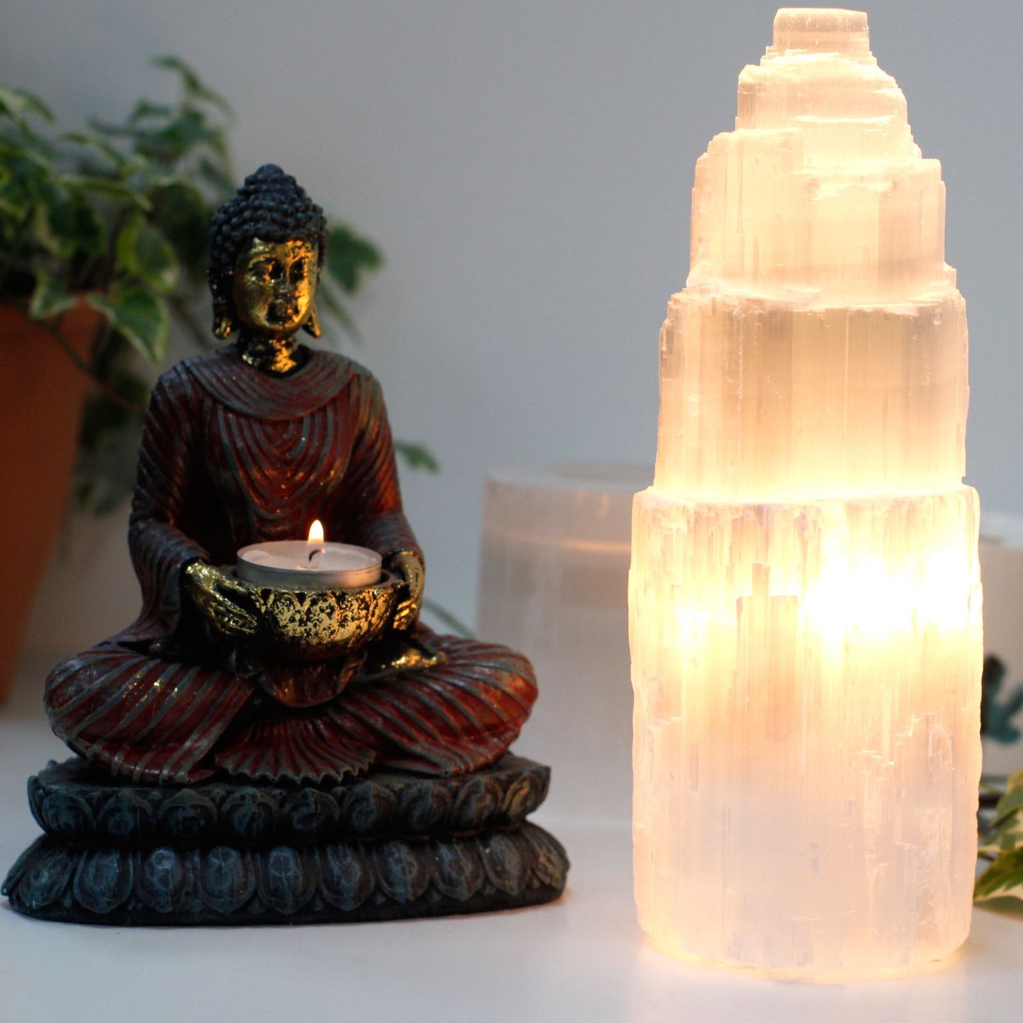 Natural Selenite Tower Lamp | Clarity, Calm & Cleansing | 1