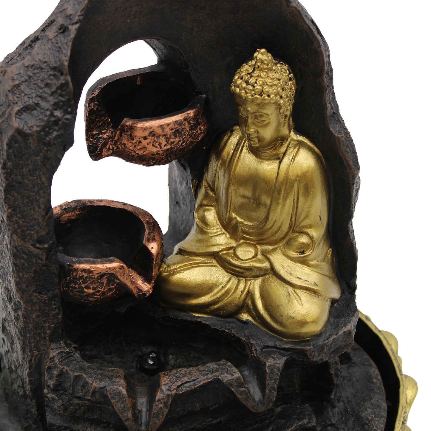 Golden Meditating Buddha Tabletop Water Fountain