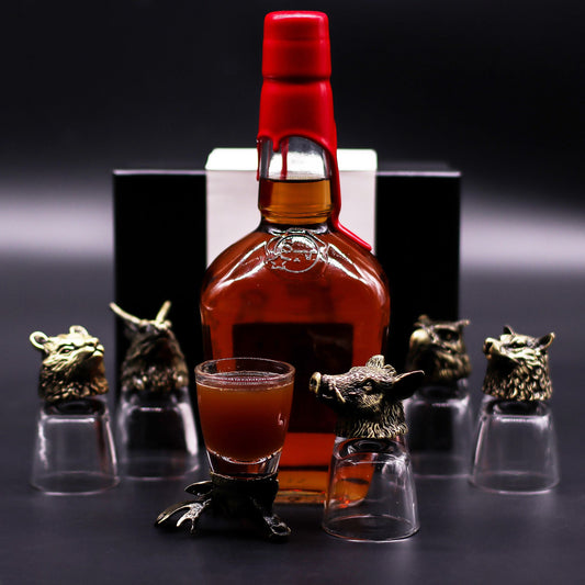 Set of Six Wild Forest Creature Shot Glasses | Antique Bronze Gift Collection (50ml) | 1